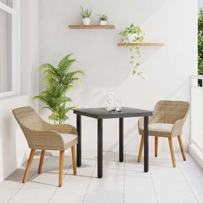 vidaXL Záhradný jedálenský set s vankúšom 3 pcs Béžová polyratan