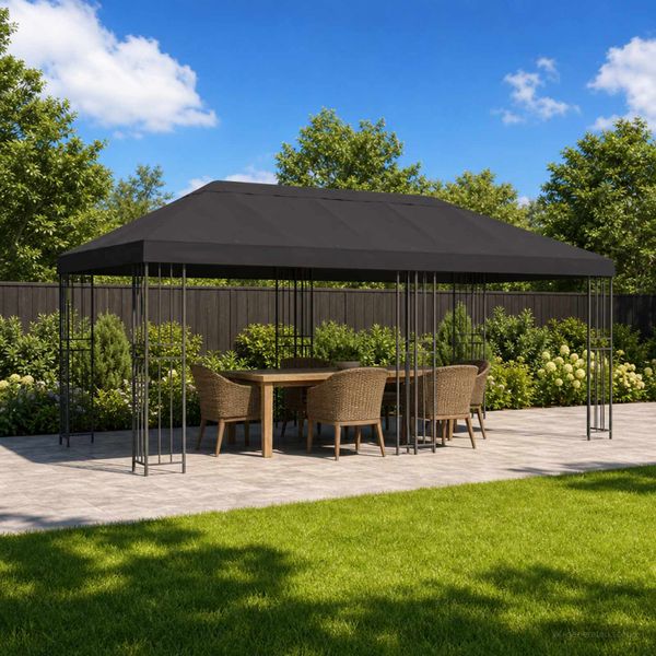 vidaXL Kryt na altánkovú strechu 6 x 3 m Antracitová Polyester 190 gsm
