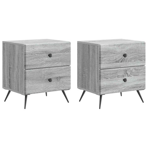 vidaXL Nočný stolík so zásuvkou 2 pcs Sivá sonoma 43 x 34,5 x 47,5 cm