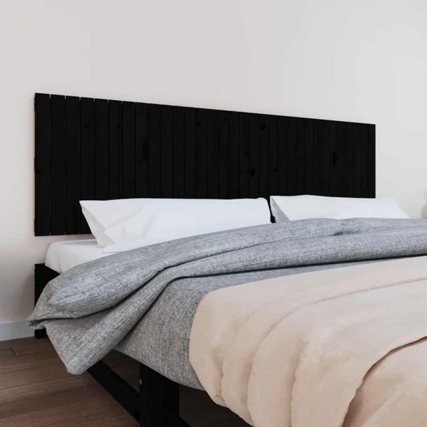 vidaXL Nástenné čelo postele čierne 204x3x60 cm masívna borovica