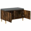 vidaXL Predsieňová lavica s vankúšom Údený Dub 80 x 38 x 46 cm