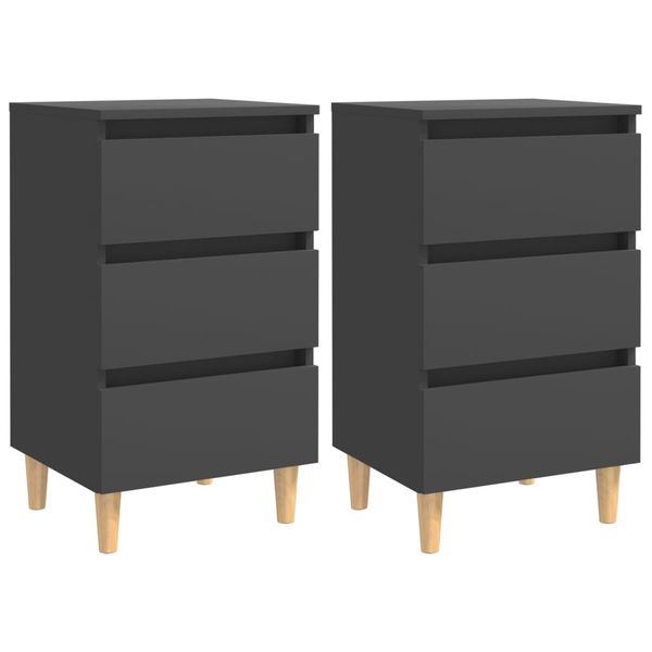 vidaXL Nočné stolíky nohy z masívneho dreva 2 ks sivé 40x35x69 cm