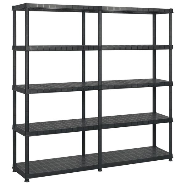 vidaXL Regál s 5 úložnými poličkami čierny 183x45,7x185 cm plastový