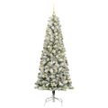 vidaXL Umelý Sklápací Vianočný Stromček Zelená a biela 180 cm 300 LED