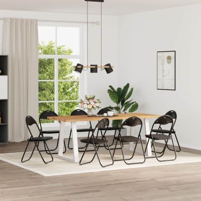 vidaXL Skladacia stolička 8 pcs Čierny 48 x 43,5 x 81 cm Umelá koža