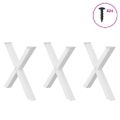 vidaXL Nohy k jedálenskému stolu v tvare X, 3 ks, biele, 90 x (72-73) cm, oceľové