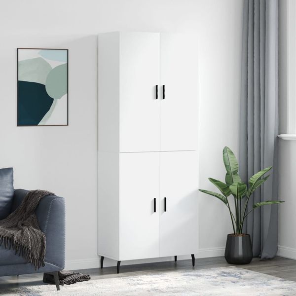vidaXL Vysoká skrinka lesklá biela 69,5x34x180 cm spracované drevo
