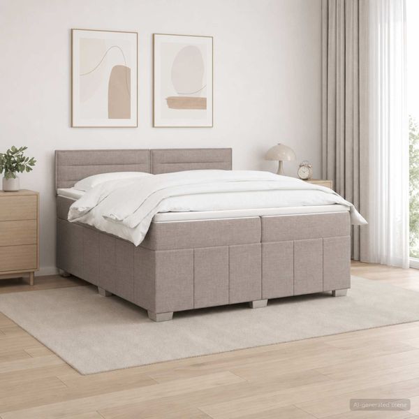 vidaXL Posteľ boxspring s matracom Sivohnedá 200 x 200 cm Látka