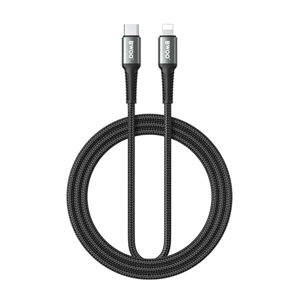 BWOO Pletový kábel USB-C - Lightning 3m 30W čierny