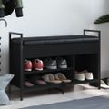 vidaXL Lavička na topánky čierna 85,5x32x57,5 cm kompozitné drevo