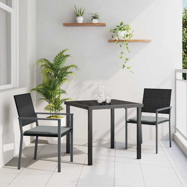 vidaXL Záhradný jedálenský set 3 pcs Čierna a svetlo šedá PE ratan