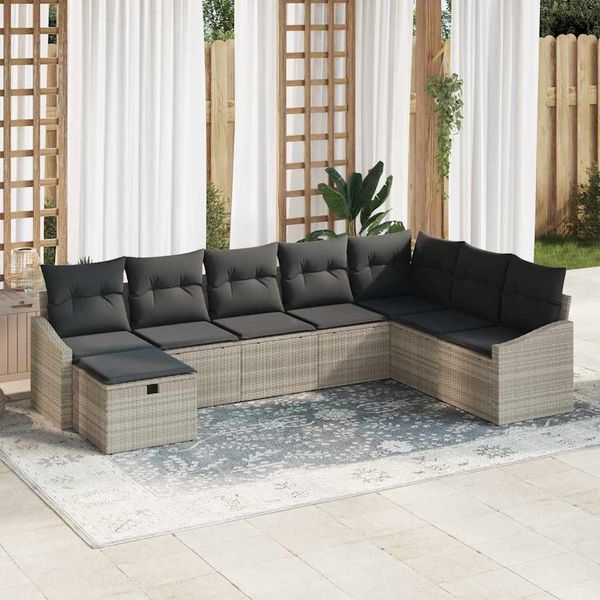 vidaXL Sada pohoviek s vankúšom 9 pcs polyratan