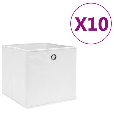 vidaXL Úložné boxy 10 ks, netkaná textília 28x28x28 cm, biele