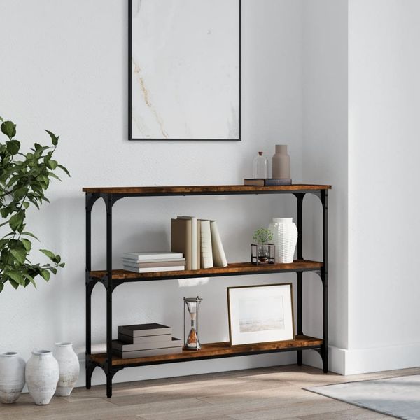 vidaXL Konzolový stolík dymový dub 100x22,5x75 cm kompozitné drevo