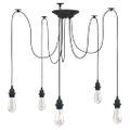 vidaXL Závesná lampa s 5 objímkami E27 čierny kov