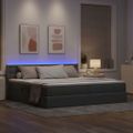 vidaXL LED úložná posteľ s matracom Svetlosivá 200 x 200 cm Látka
