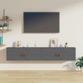 vidaXL Nástenné skrinky 2 ks sivé 80x30x30 cm masívna borovica