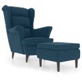 vidaXL Kreslo wingback s podnožkou modré zamatové