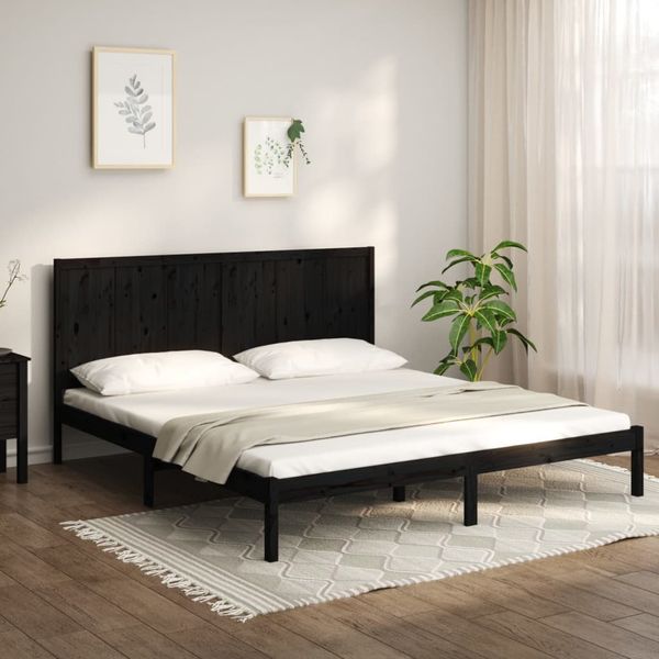 vidaXL Posteľný rám, čierny, borovicový masív 180x200cm Super King