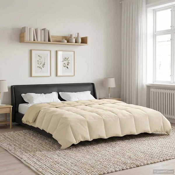 vidaXL Letná prikrývka Šnurovaný Krémová 200 x 220 cm Mikrovlákno