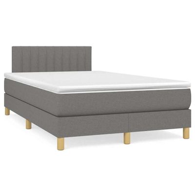 vidaXL Boxspring posteľ s matracom a LED, tmavosivá 120x190 cm, látka