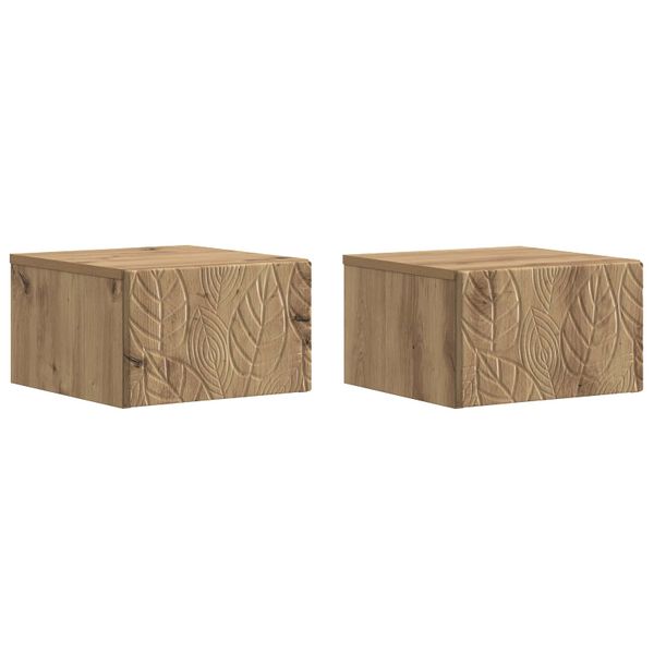 vidaXL Nástenný bočný stôl 2 pcs Dub artisan 34,5 x 33 x 20 cm