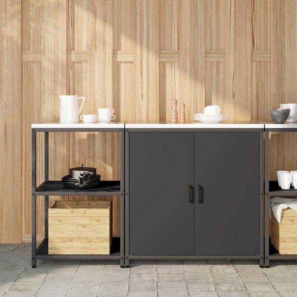vidaXL Kuchynský úložný set HATTEM 2 pcs Čierna Studený valcovaný oceľ