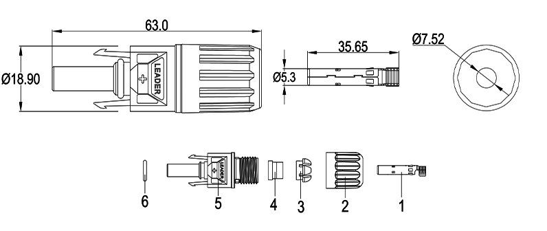 Konektor MC4 samica female pre 4mm a 6mm FVE Konektor MC4 samice female pro 4mm a 6mm FVE