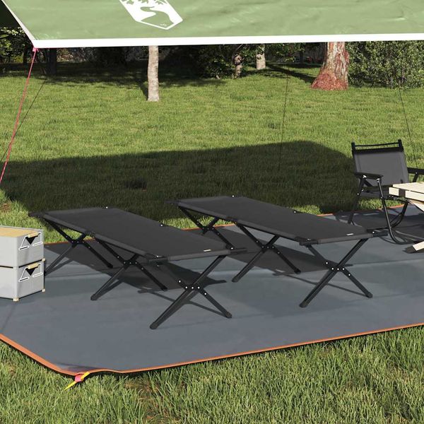 vidaXL Skladacia kempingová posteľ 2 pcs Čierna 193 x 69 x 45 cm