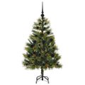 vidaXL Umelý vianočný stromček s pniškami Zelená 120 cm PVC a PE a kov