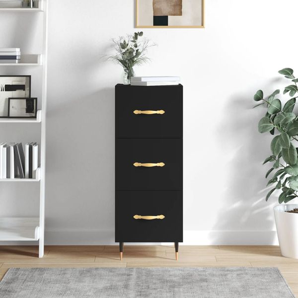 vidaXL Komoda čierna 34,5x34x90 cm spracované drevo