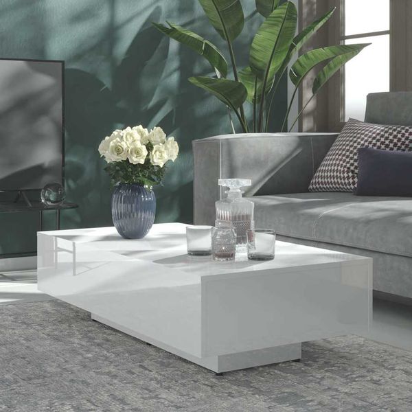 vidaXL Konferenčný stolík lesklý biely 100x49,5x31 cm kompozitné drevo