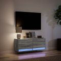 vidaXL TV nástenná skrinka s LED svetlami sivá sonoma 100x31x38 cm