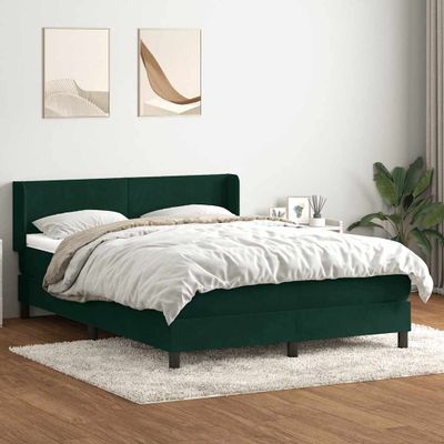 vidaXL Posteľný rám boxsping s matracom tmavozelený 160x210 cm zamat