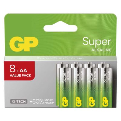 Alkalická batéria GP Super LR6 (AA), 8 ks