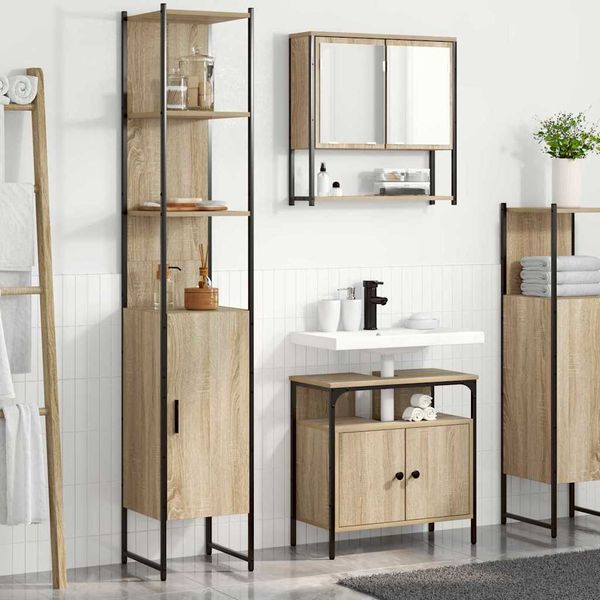 vidaXL Sada kúpeľňového nábytku 3 pcs Sonoma dub Kompozitné drevo