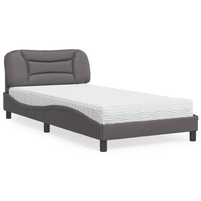 vidaXL Posteľ s matracom Hvar sivá 100x200 cm umelá koža