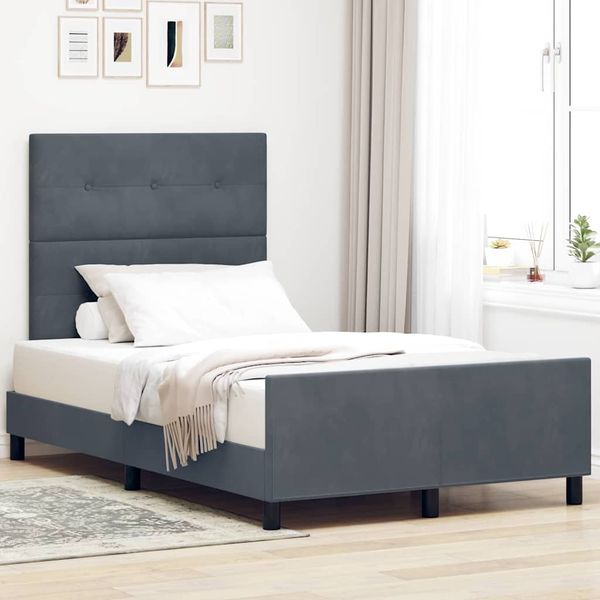vidaXL Posteľ s pružinovým rámom Tmavo šedá 120 x 190 cm Zamat