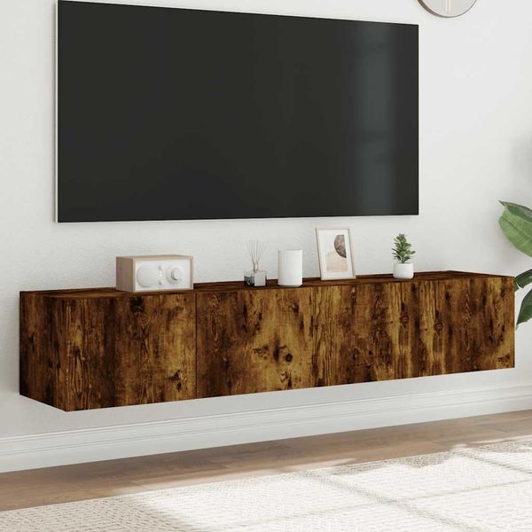 vidaXL TV nástenné skrinky s LED svetlami 2 ks dymový dub 80x35x31 cm