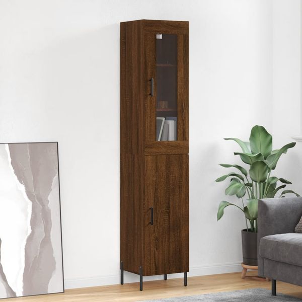 vidaXL Vysoká skrinka hnedý dub 34,5x34x180 cm spracované drevo