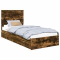 vidaXL Úložná posteľ Dymová dub 90 x 190 cm Kompozitné drevo