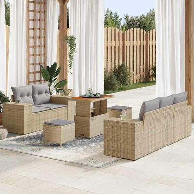 vidaXL Súprava záhradných pohoviek 8 pcs Béžová polyratan