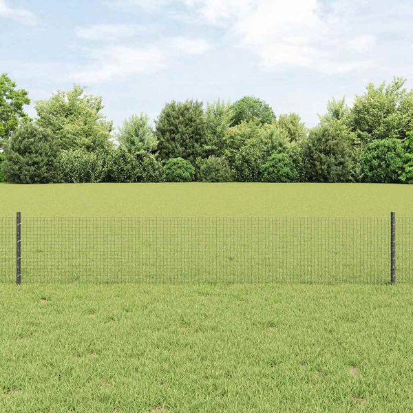 vidaXL Zvarené pletivo s podperami 25 x 0,4 m PVC potiahnutá oceľ Sivá