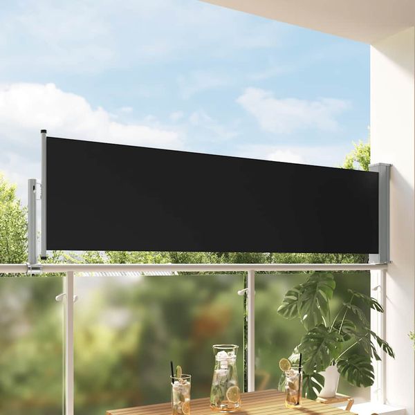 vidaXL Zaťahovacia bočná markíza na terasu čierna 80x300 cm