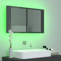 vidaXL LED kúpeľňová zrkadlová skrinka lesklá sivá 80x12x45 cm akryl