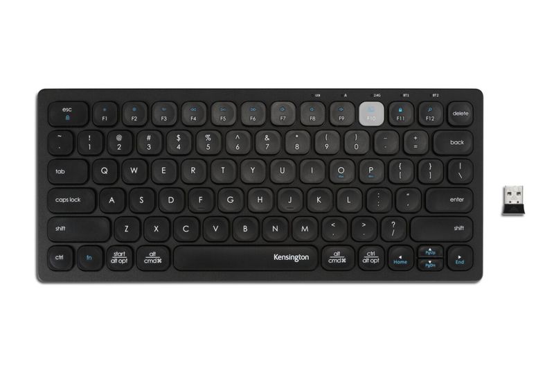 Kensington duálna kompaktná klávesnica pre viac zariadení/Bezdrôtová USB + Bluetooth/UK layout/Čierna