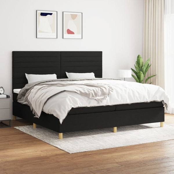 vidaXL Boxspring posteľ s matracom čierna 200x200 cm látka
