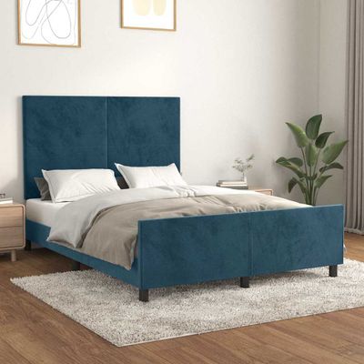 vidaXL Posteľ bez matraca tmavomodrá 140x190 cm zamat