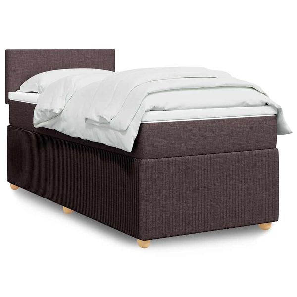 vidaXL Posteľný rám boxsping s matracom hnedý 80x200 cm látka