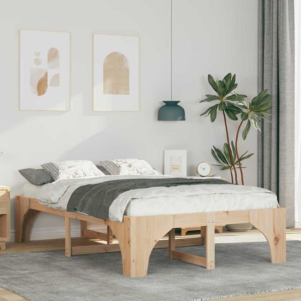 vidaXL Rám postele Hnedá 135 x 190 cm Masívne borovicové drevo